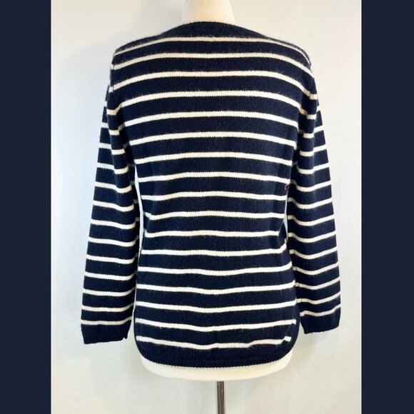 Chinti and Parker Blue and White Striped Cashmere Sweater - Size M - Picture 5 of 14
